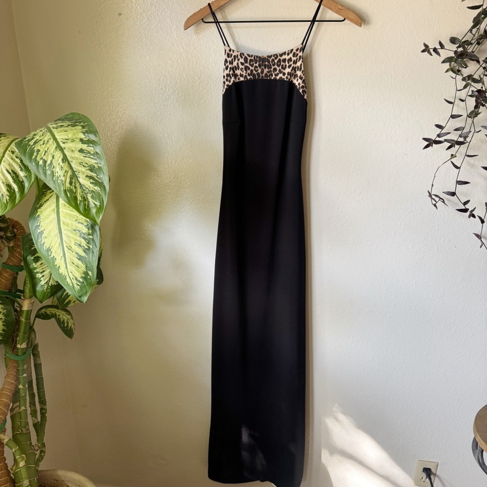 Maria Bianca Nero | Slim Leopard Trim Maxi Dress